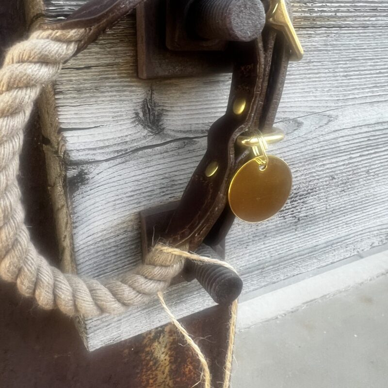 Dark Tan Rope & Leather Cat and Dog Collar
