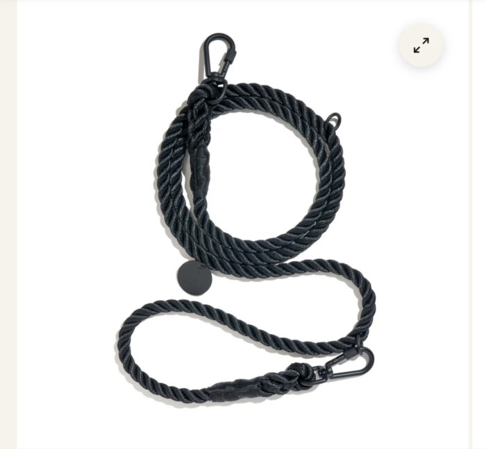 Black Rope Dog Leash, Adjustable