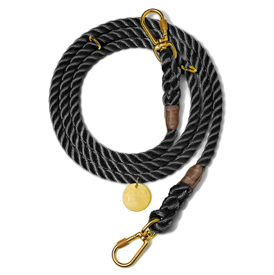 Black Rope Dog Leash, Adjustable - Image 3