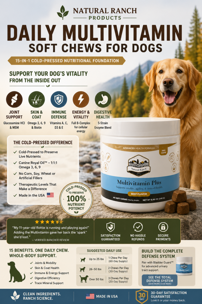 Daily Multivitamin for Dogs: Cold-Pressed Beef soft Chews(60ct)