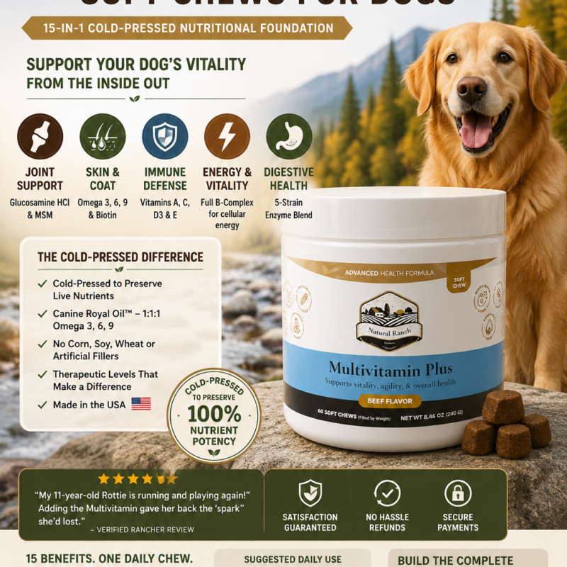 Daily Multivitamin for Dogs: Cold-Pressed Beef soft Chews(60ct)